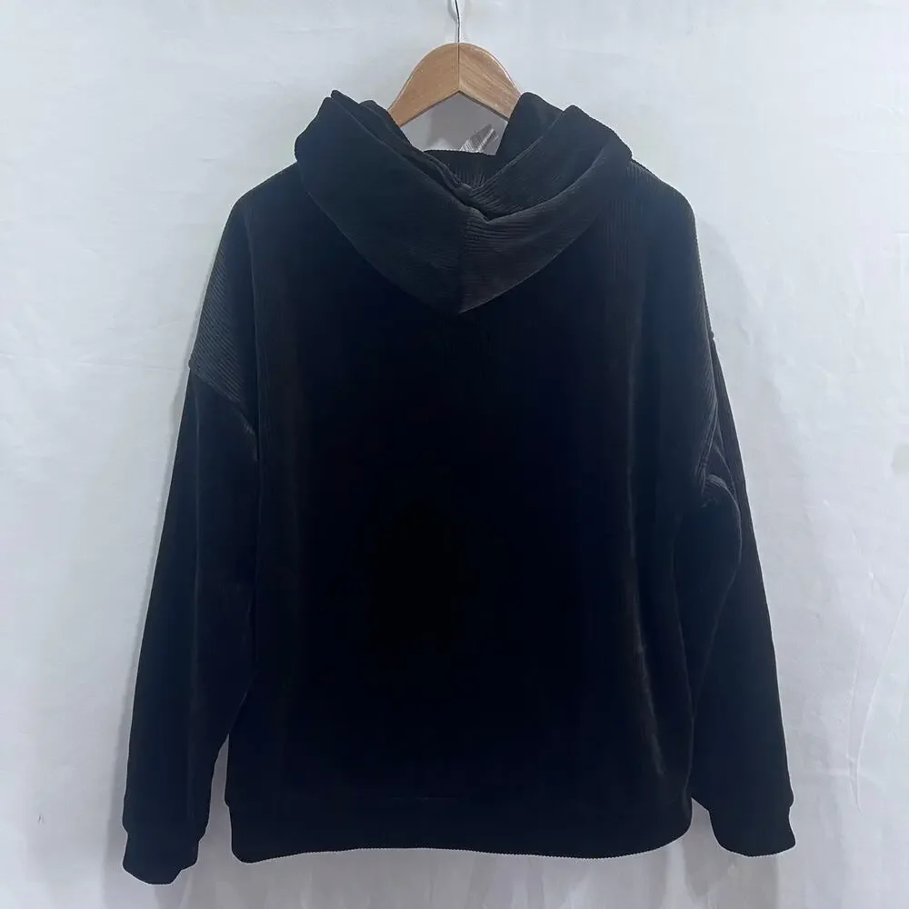Alo Yoga Velour Baller‎ Hoodie Women's Size small black Oversized Heavyweight